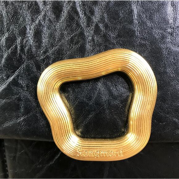 SONGMONT Large Calf Leather Chocolate Bag Onyx Black Luxury Old Money Classic - Picture 8 of 16